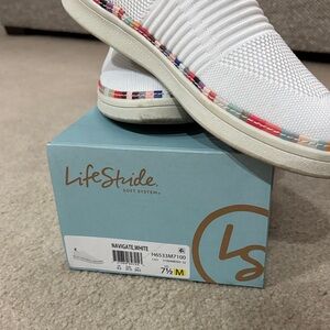 Life Stride White Knit Slip-On Shoe